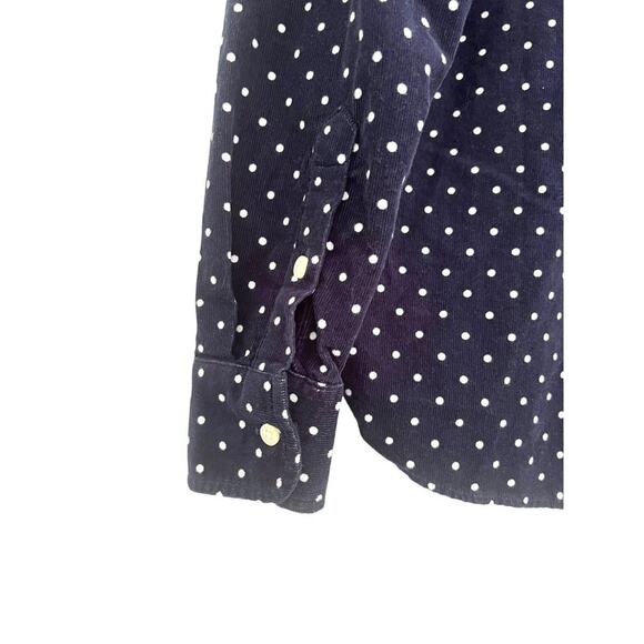 Loft Navy Dotted Button Up Long Sleeve Corduroy Everyday Shirt S Normcore Preppy - Picture 6 of 8